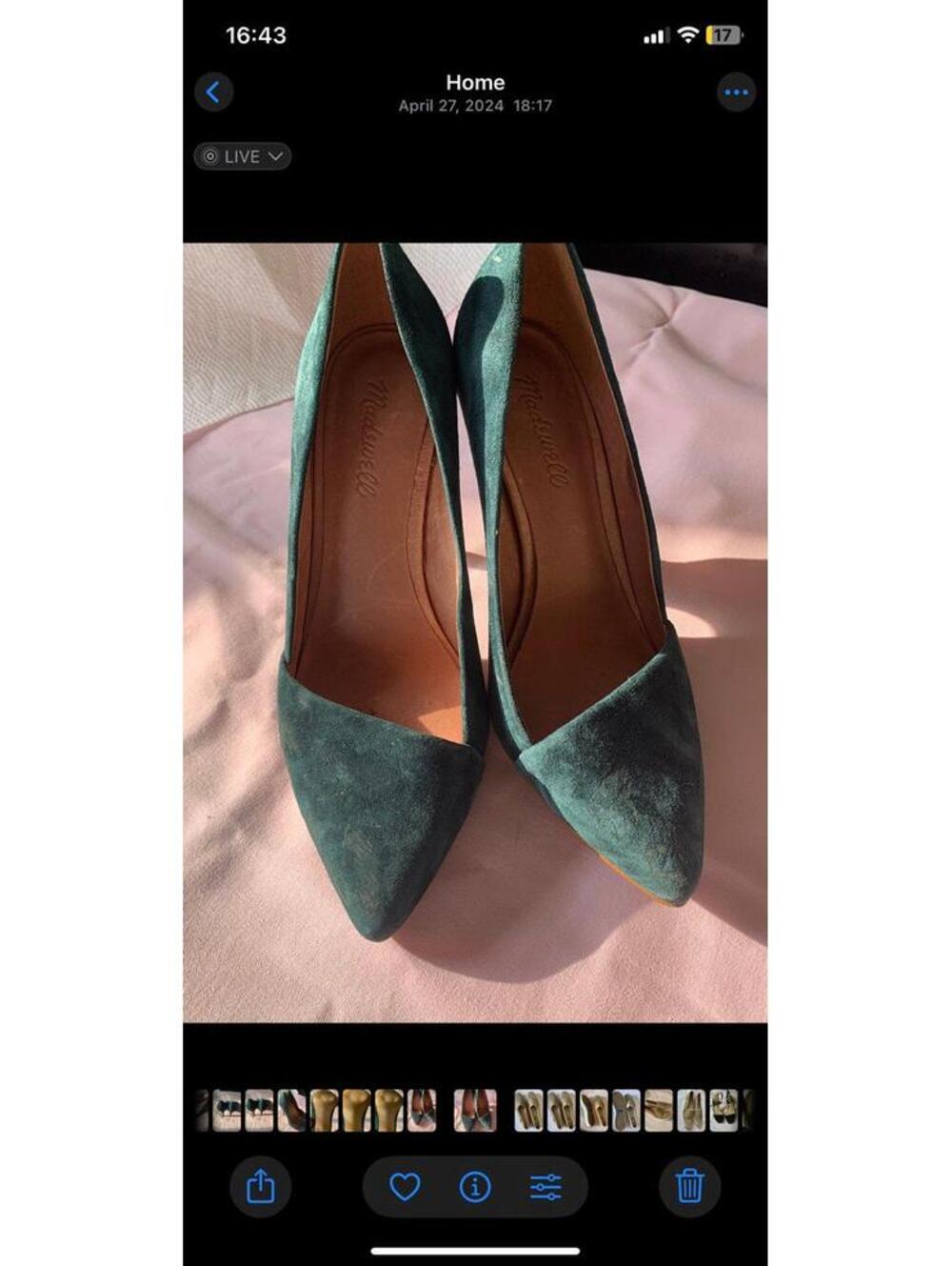 Green Heels Size 8 Beautiful Madewell suede heels - Picture 7 of 9